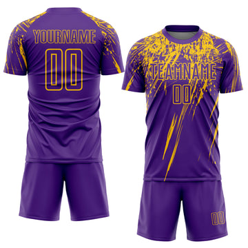 Custom Purple Yellow Sublimation Soccer Uniform Jersey