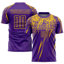 Laden Sie das Bild in den Galerie-Viewer, Custom Purple Yellow Sublimation Soccer Uniform Jersey
