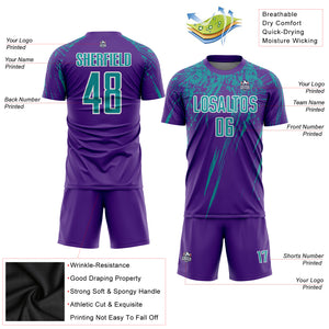 Custom Purple Teal-White Sublimation Soccer Uniform Jersey