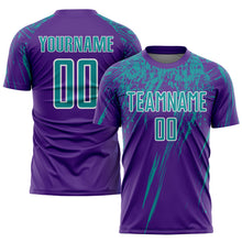 Load image into Gallery viewer, Custom Purple Teal-White Sublimation Soccer Uniform Jersey
