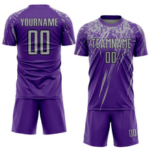 Load image into Gallery viewer, Custom Purple Gray-Black Sublimation Soccer Uniform Jersey
