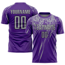 Laden Sie das Bild in den Galerie-Viewer, Custom Purple Gray-Black Sublimation Soccer Uniform Jersey
