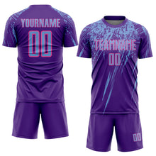 Laden Sie das Bild in den Galerie-Viewer, Custom Purple Light Blue-Pink Sublimation Soccer Uniform Jersey
