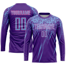 Laden Sie das Bild in den Galerie-Viewer, Custom Purple Light Blue-Pink Sublimation Soccer Uniform Jersey
