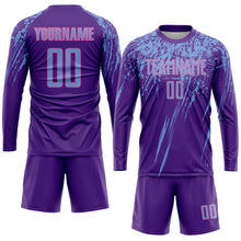 Laden Sie das Bild in den Galerie-Viewer, Custom Purple Light Blue-Pink Sublimation Soccer Uniform Jersey
