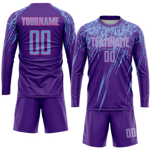 Custom Purple Light Blue-Pink Sublimation Soccer Uniform Jersey