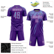 Laden Sie das Bild in den Galerie-Viewer, Custom Purple Light Blue-Pink Sublimation Soccer Uniform Jersey
