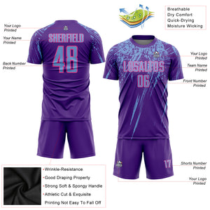 Custom Purple Light Blue-Pink Sublimation Soccer Uniform Jersey