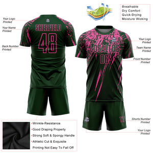 Custom Green Pink Sublimation Soccer Uniform Jersey