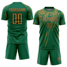 Charger l&#39;image dans la galerie, Custom Kelly Green Old Gold-Black Sublimation Soccer Uniform Jersey
