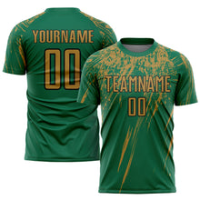 Charger l&#39;image dans la galerie, Custom Kelly Green Old Gold-Black Sublimation Soccer Uniform Jersey
