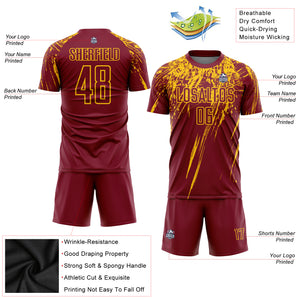 Custom Crimson Yellow Sublimation Soccer Uniform Jersey