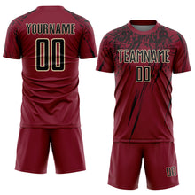 Laden Sie das Bild in den Galerie-Viewer, Custom Crimson Black-Cream Sublimation Soccer Uniform Jersey
