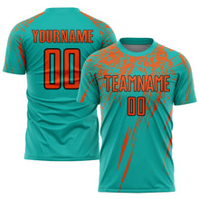 Load image into Gallery viewer, Custom Aqua Orange-Black Sublimation Soccer Uniform Jersey
