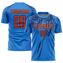 Laden Sie das Bild in den Galerie-Viewer, Custom Electric Blue Orange-Navy Sublimation Soccer Uniform Jersey
