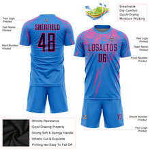 Load image into Gallery viewer, Custom Electric Blue Navy-Pink Sublimation Soccer Uniform Jersey
