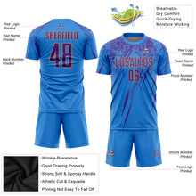 Load image into Gallery viewer, Custom Electric Blue Purple-Old Gold Sublimation Soccer Uniform Jersey
