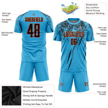 Laden Sie das Bild in den Galerie-Viewer, Custom Sky Blue Black-Orange Sublimation Soccer Uniform Jersey
