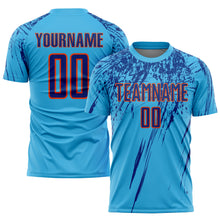 Load image into Gallery viewer, Custom Sky Blue Royal-Orange Sublimation Soccer Uniform Jersey
