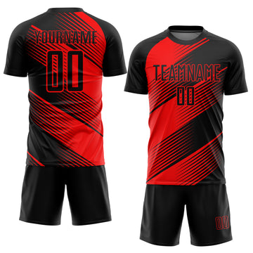 Custom Red Black Sublimation Soccer Uniform Jersey