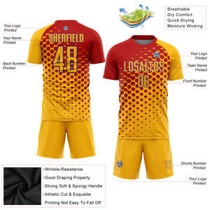 Custom Gold Red-Purple Sublimation Soccer Uniform Jersey