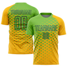 Laden Sie das Bild in den Galerie-Viewer, Custom Gold Neon Green-Navy Sublimation Soccer Uniform Jersey
