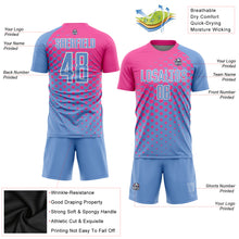 Laden Sie das Bild in den Galerie-Viewer, Custom Light Blue Pink-White Sublimation Soccer Uniform Jersey
