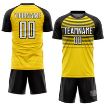 Laden Sie das Bild in den Galerie-Viewer, Custom Yellow White-Black Sublimation Soccer Uniform Jersey

