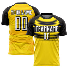 Laden Sie das Bild in den Galerie-Viewer, Custom Yellow White-Black Sublimation Soccer Uniform Jersey
