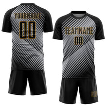 Load image into Gallery viewer, Custom Gray Black-Old Gold Sublimation Soccer Uniform Jersey
