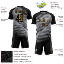 Laden Sie das Bild in den Galerie-Viewer, Custom Gray Black-Old Gold Sublimation Soccer Uniform Jersey
