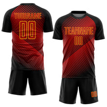 Load image into Gallery viewer, Custom Red Black-Yellow Sublimation Soccer Uniform Jersey
