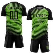 Laden Sie das Bild in den Galerie-Viewer, Custom Neon Green Black Sublimation Soccer Uniform Jersey
