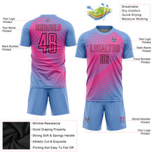 Laden Sie das Bild in den Galerie-Viewer, Custom Light Blue Pink-Black Sublimation Soccer Uniform Jersey
