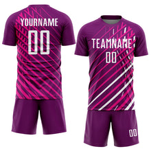 Laden Sie das Bild in den Galerie-Viewer, Custom Pink White-Crimson Sublimation Soccer Uniform Jersey
