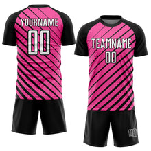 Load image into Gallery viewer, Custom Pink White-Black Sublimation Soccer Uniform Jersey
