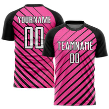 Laden Sie das Bild in den Galerie-Viewer, Custom Pink White-Black Sublimation Soccer Uniform Jersey
