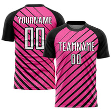 Load image into Gallery viewer, Custom Pink White-Black Sublimation Soccer Uniform Jersey
