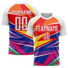 Load image into Gallery viewer, Custom Figure White-Red Sublimation Soccer Uniform Jersey
