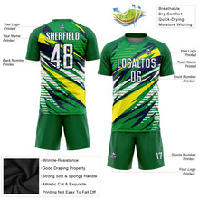 Laden Sie das Bild in den Galerie-Viewer, Custom Green White Yellow-Navy Sublimation Soccer Uniform Jersey
