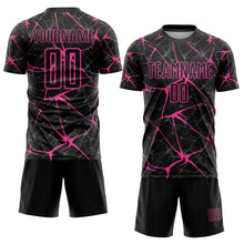 Charger l&#39;image dans la galerie, Custom Black Pink Sublimation Soccer Uniform Jersey
