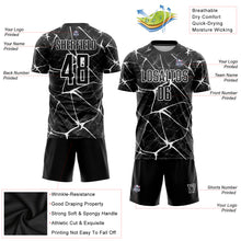Laden Sie das Bild in den Galerie-Viewer, Custom Black White Sublimation Soccer Uniform Jersey
