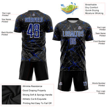 Laden Sie das Bild in den Galerie-Viewer, Custom Black Royal-White Sublimation Soccer Uniform Jersey
