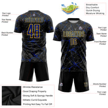 Laden Sie das Bild in den Galerie-Viewer, Custom Black Royal-Yellow Sublimation Soccer Uniform Jersey
