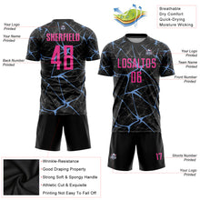 Charger l&#39;image dans la galerie, Custom Black Pink-Light Blue Sublimation Soccer Uniform Jersey
