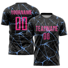 Charger l&#39;image dans la galerie, Custom Black Pink-Light Blue Sublimation Soccer Uniform Jersey
