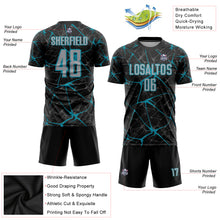 Laden Sie das Bild in den Galerie-Viewer, Custom Black Gray-Teal Sublimation Soccer Uniform Jersey
