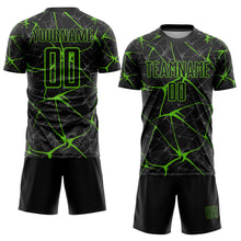 Load image into Gallery viewer, Custom Black Aurora Green Sublimation Soccer Uniform Jersey
