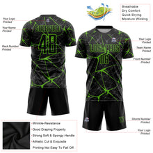 Load image into Gallery viewer, Custom Black Aurora Green Sublimation Soccer Uniform Jersey
