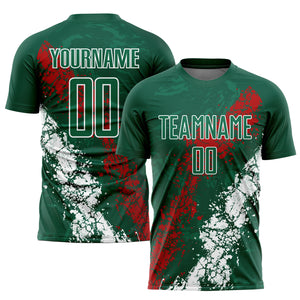 Custom Green Red-White Sublimation Mexico Soccer Uniform Jersey